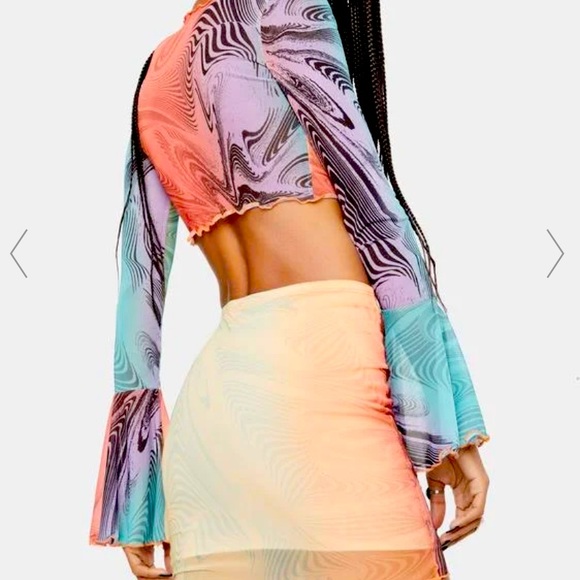 Dolls Kill Psychedelic 2-piece skirt outfit - Picture 3 of 6